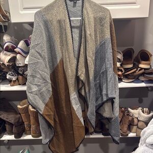 Saks Fifth Avenue Knit Poncho with Black Trim